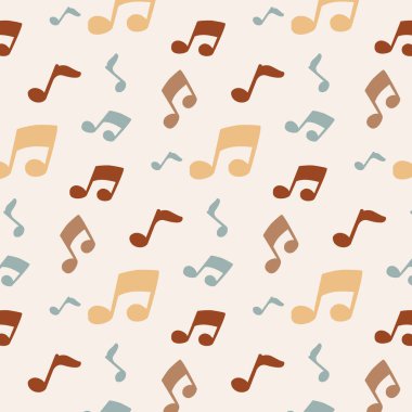 Notalı müzik düzeni. Çizgi film tarzında vektör süsü.