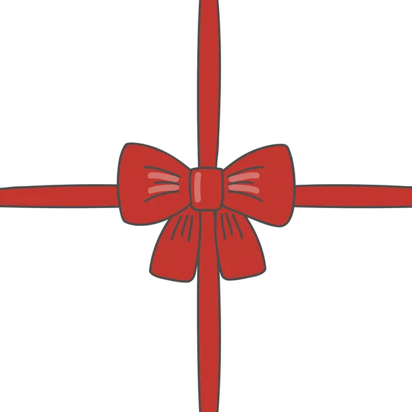 リボンで赤い弓 ベクトルイラストギフトボックス — ストックベクタ