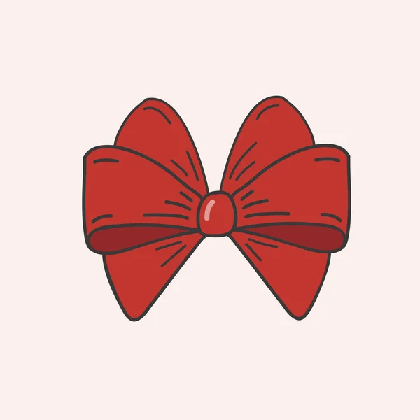 Red Bow Vector Flat Illustration Holiday Gift Design — Stock Vector