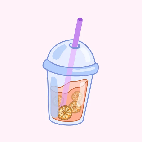 Plastic beker met smoothie. Vector cartoon illustratie van een glas met een drankje. Modeillustratie. — Stockvector