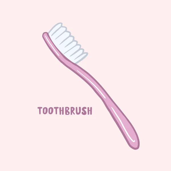 Toothbrush Vector Color Illustration Cartoon Style Doodle Style Drawing Inscription — 스톡 벡터