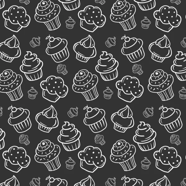 Patrón Cupcakes Adorno Vectorial Con Pasteles Diseño Para Cafeterías Restaurantes — Vector de stock