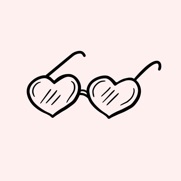 Heart Glasses Vector Linear Illustration Doodle Style Freehand Drawing — 스톡 벡터