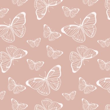 Kelebekli desen. Kelebeklerle süsleme. doğrusal biçim çizimi.