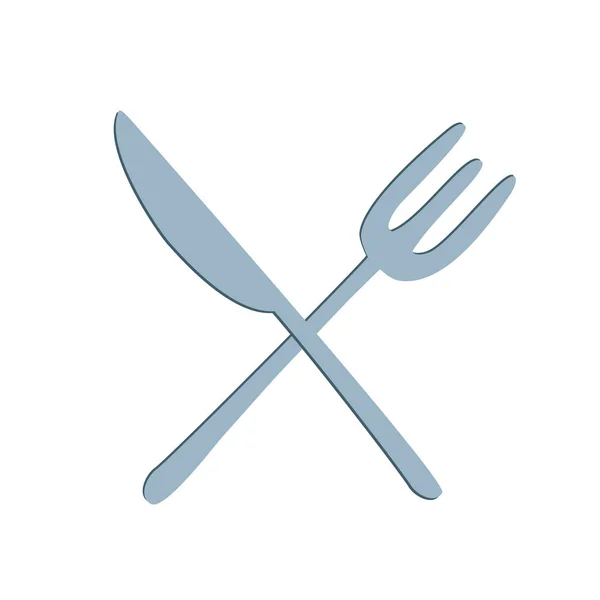 叉子和刀 交叉叉和刀 卡通风格的矢量图解 — 图库矢量图片