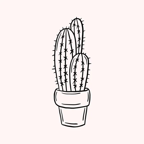 Cactus Dessin Vectoriel Simple Style Doodle Illustration Linéaire Dessin Main — Image vectorielle