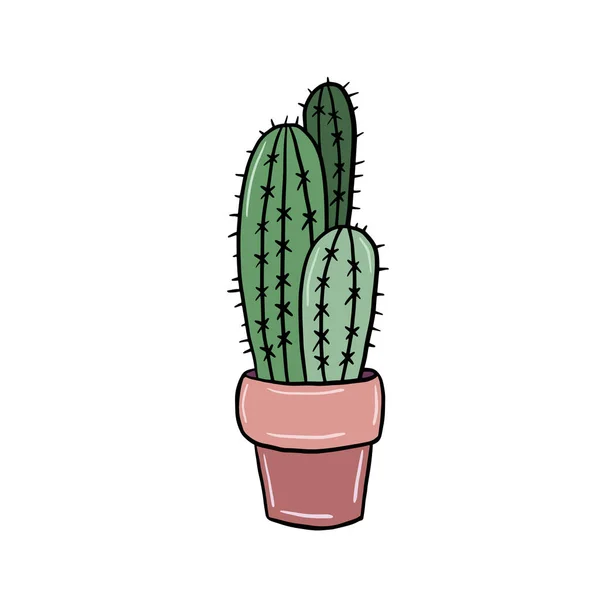 Illustrazione Cactus Illustrazione Vettoriale Colori Stile Cartone Animato Disegno Mano — Vettoriale Stock