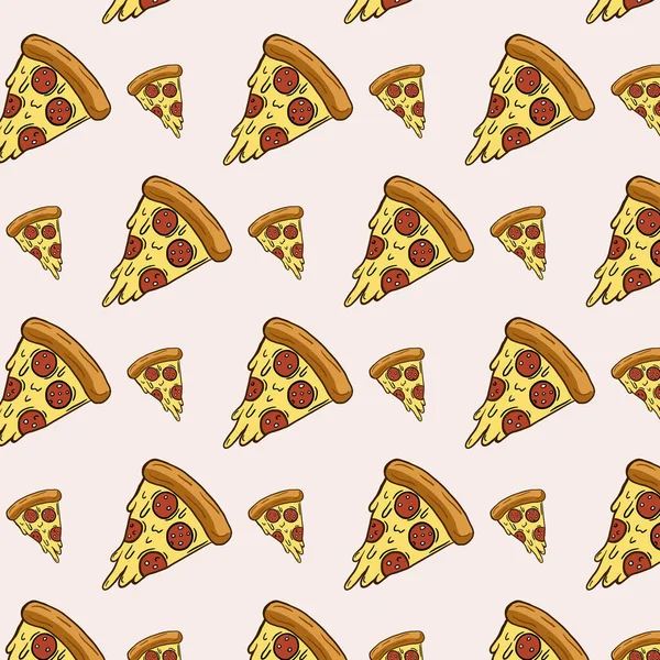 Pizzascheiben Vektorschmuck Mit Pizza Freihändige Farbzeichnung Doodle Stil — Stockvektor