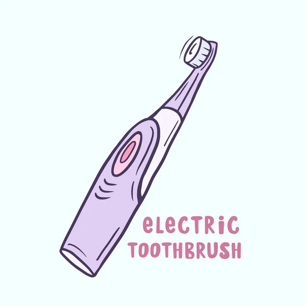 El cepillo de dientes eléctrico. Boceto de color vectorial en estilo de dibujos animados. Dibujo a mano alzada . — Vector de stock