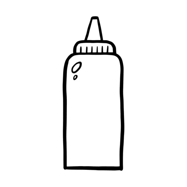 Een Ketchup Vector Lineaire Illustratie Doodle Stijl Vrijstaande Tekening Symbool — Stockvector