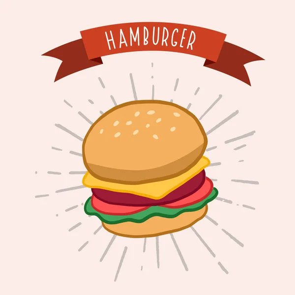 Een Hamburger Een Cheeseburger Vector Kleurenillustratie Van Fast Food Cartoon — Stockvector