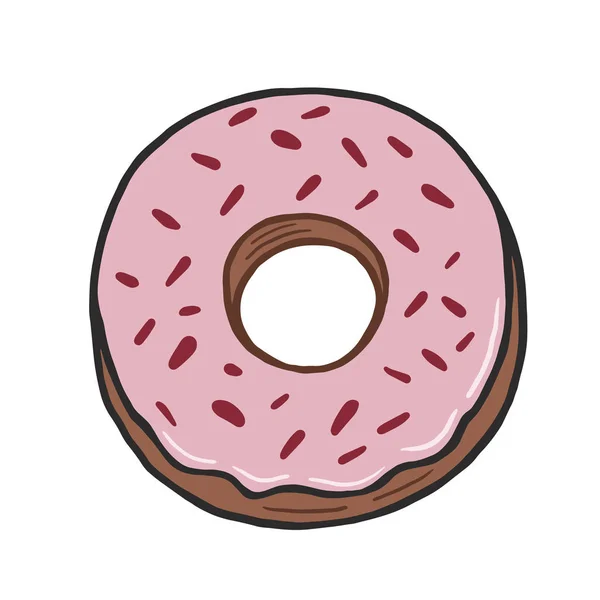 Donut Vector Kleurenillustratie Doodle Stijl Vrijstaande Tekening Van Een Donut — Stockvector