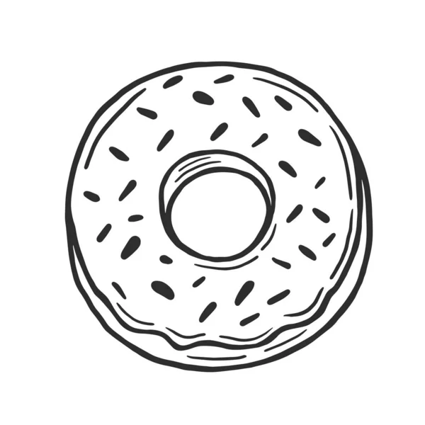 Donut Vector Lineaire Illustratie Doodle Stijl Vrijstaande Tekening Van Een — Stockvector