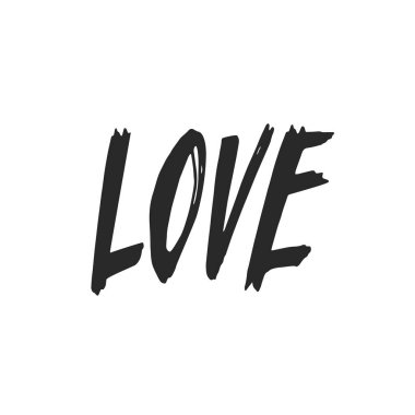 Sevgi. El çizimi metin. Baskı kartları, afişler, posterler için tipografi tasarımı. Harflerin vektör illüstrasyonu.