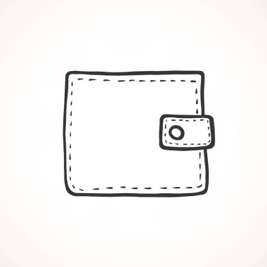 Cüzdan. Çizim tarzında vektör doğrusal çizim. Elle çizmek. Satır simgesi.