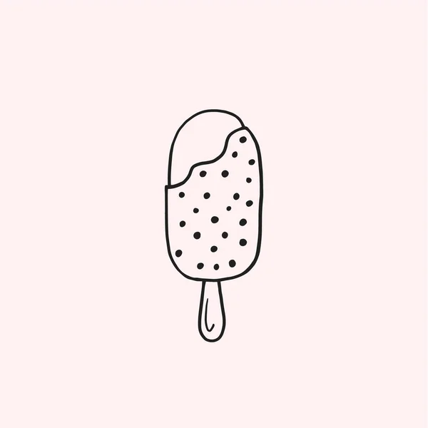 アイスクリームだ ポプシクルのベクトル線形イラスト アイス ロリー フリーハンドのドアドローイング アイスクリームアイコン — ストックベクタ