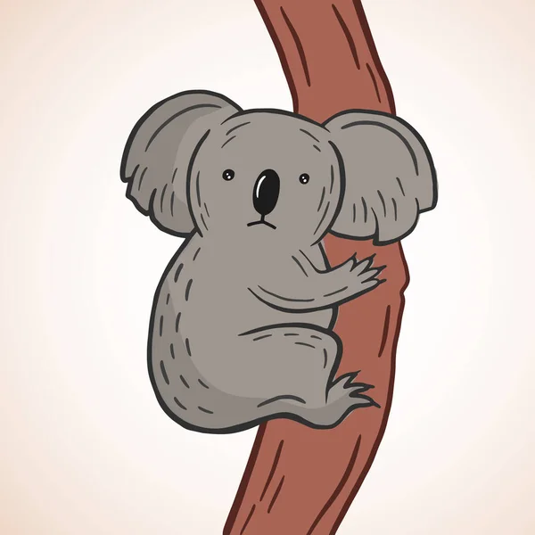 Koala Wektor Kolor Ilustracji Stylu Kreskówki Rysunek Uroczej Koali Drzewie — Wektor stockowy