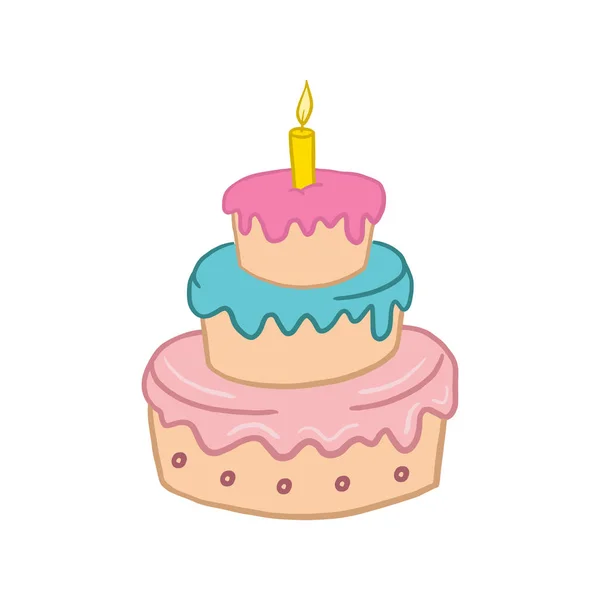 Gateau D Anniversaire Avec Bougie Rose Image Vectorielle Par Rea Molko C Illustration