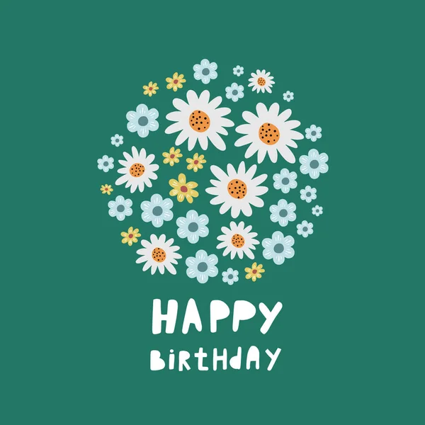 Flowers vector. Happy Birthday. Birthday bouquet. Set of flowers. Bouquet of flowers. Floral vector design. Birthday card. Flat style