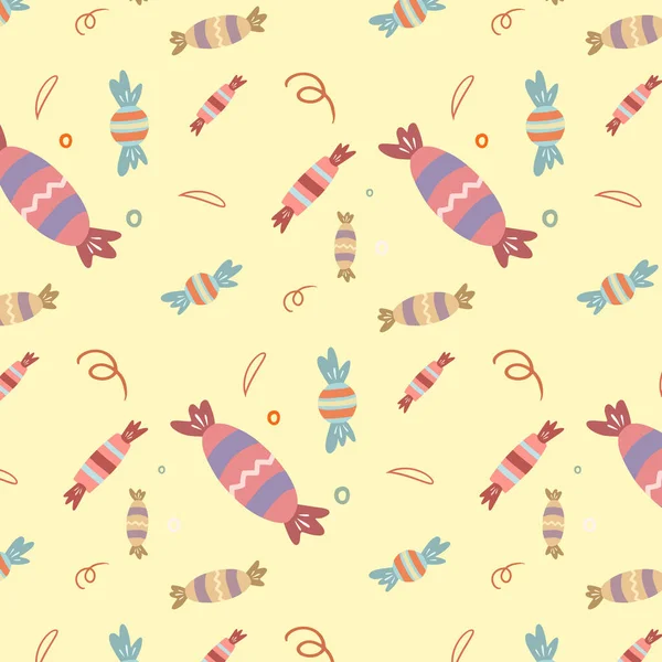 Doğum günü deseni. Şekerli vektör süsü. Doğum günü tasarımı. Çizgi film tarzında çizim.