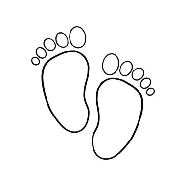 Çocukların ayak izleri. Çıplak ayak izleri. Çıplak ayak izlerinin vektör çizimi. Ayak izlerinin doğrusal sembolü.