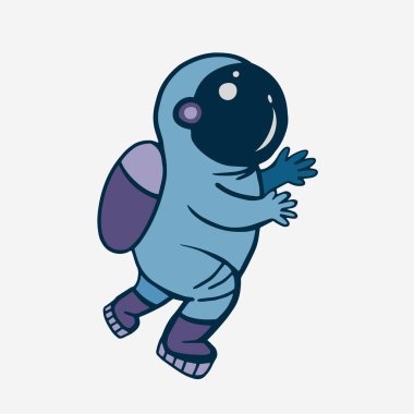 Kozmonot. Bir astronotun vektör rengi çizimi. Doodle tarzı çizim. Uzayda insan