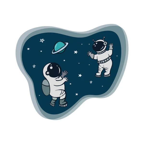 Espacio Astronautas Ilustración Vectorial Color Astronautas Espacio Dibujos Animados Estilo — Archivo Imágenes Vectoriales