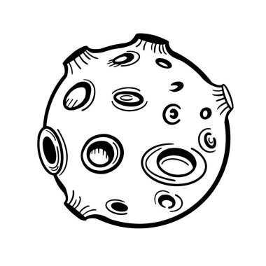 Ay. Vector doodle tarzı karalama. Gezegen simgesi