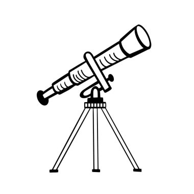 Teleskop. Bir teleskopun vektör çizimi. Doodle biçim illüstrasyonu.