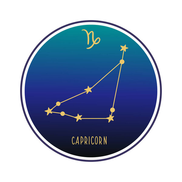 Capricorn. Zodiac constellation Capricorn. Vector color illustration. Capricorn constellation and sign