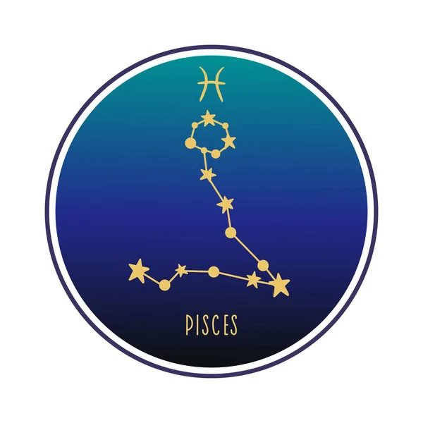 Pisces Sign Zodiac Constellation Pisces Vector Color Illustration Pisces Constellation — Stock Vector