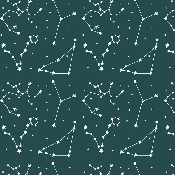 Созвездия Картинка Созвездия Ночное Небо Звездами Созвездиями Векторное Украшение Звёздным — стоковый вектор