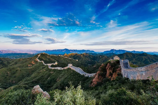 Beijing, China - AUG 12, 2014: Sunrise at Jinshanling Great Wall — Stock Photo, Image