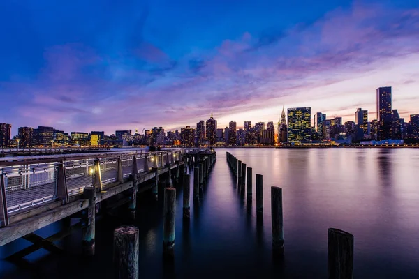 Solnedgång på Midtown Manhattan Skyline, New York USA — Stockfoto