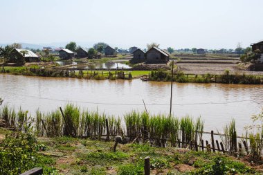 Inle Gölü, Myanmar: 25 Şubat 2014: çevre insanların yaşamak ve
