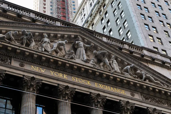 New York Stock Exchange and old buildings of Wall Street in Lower Manhattan in New York City United States