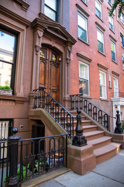 New York, City / USA - JUL 10 2018: Old Buildings of Brooklyn Heights Neighborhood in New York City