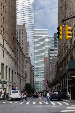 New York City / Usa - 20 Haziran 2018: Gökdelen ve New York 'un Aşağı Manhattan Finansal Bölgesi' ndeki eski binalar