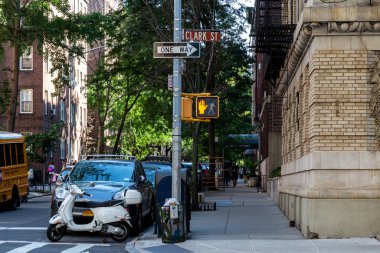 New York, City / Usa - 10 Haziran 2018: Brooklyn Heights Mahallesi 'ndeki Eski Hicks Caddesi ve Clark Caddesi