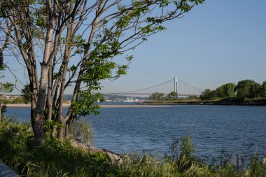 Coney Adası 'ndaki Kaiser Parkı' ndan Verrazzano-Narrows Köprüsü manzarası