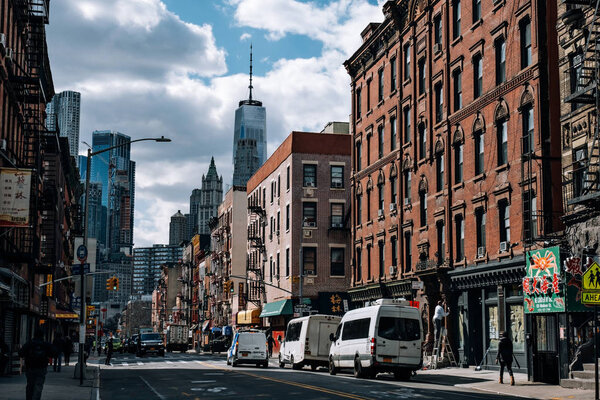 New York City - USA - Mar 19 2019: Henry Street view of Chinatown in Lower Manhattan