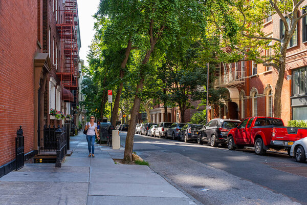 Brooklyn NY - USA - Jun 28 2019: Old Buildings of Brooklyn Heights Neighborhood in New York City