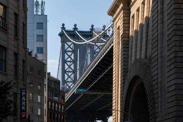 Manhattan híd és épületek Dumbo Brooklyn — Stock Fotó