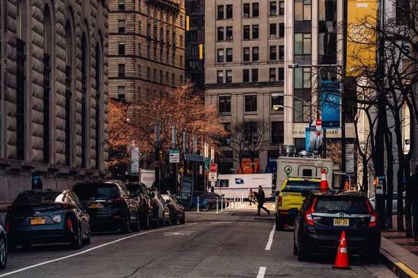 Μια γενική άποψη του δρόμου της περιοχής Wall Street στο Financial District — Φωτογραφία Αρχείου