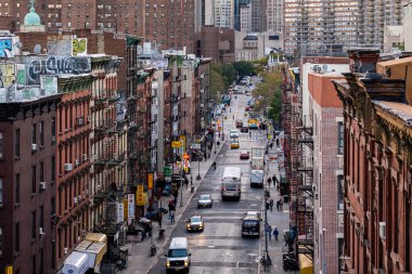 Chinatown Aşağı Manhattan 'daki binaların kuş bakışı görüntüsü