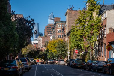 Aşağı Manhattan 'daki Greenwich Village' ın sonbahar yeşillik rengi