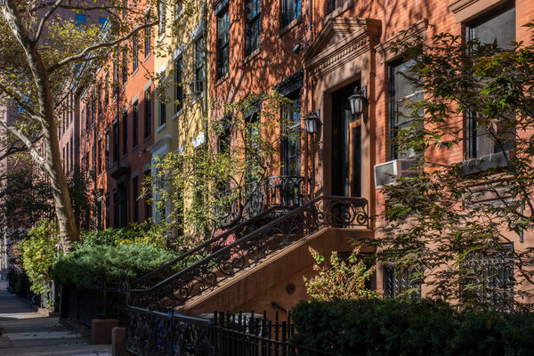 New York City - USA - Oct 23 2019: Fall foliage color of Greenwich Village in Lower Manhattan