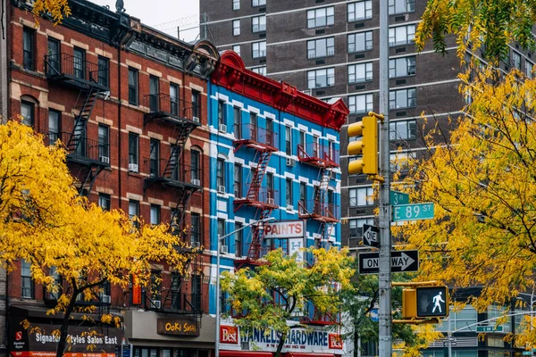 Podzimní barva listí Upper East Side na Manhattanu — Stock fotografie