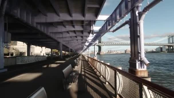 New York City Usa Oct 2019 Πανίνγκ Θέα East River — Αρχείο Βίντεο