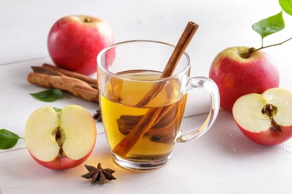 Sidro di mele con bastoncino di cannella — Foto Stock